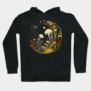 Round Floral Mushroom Artwork Golden Hoodie